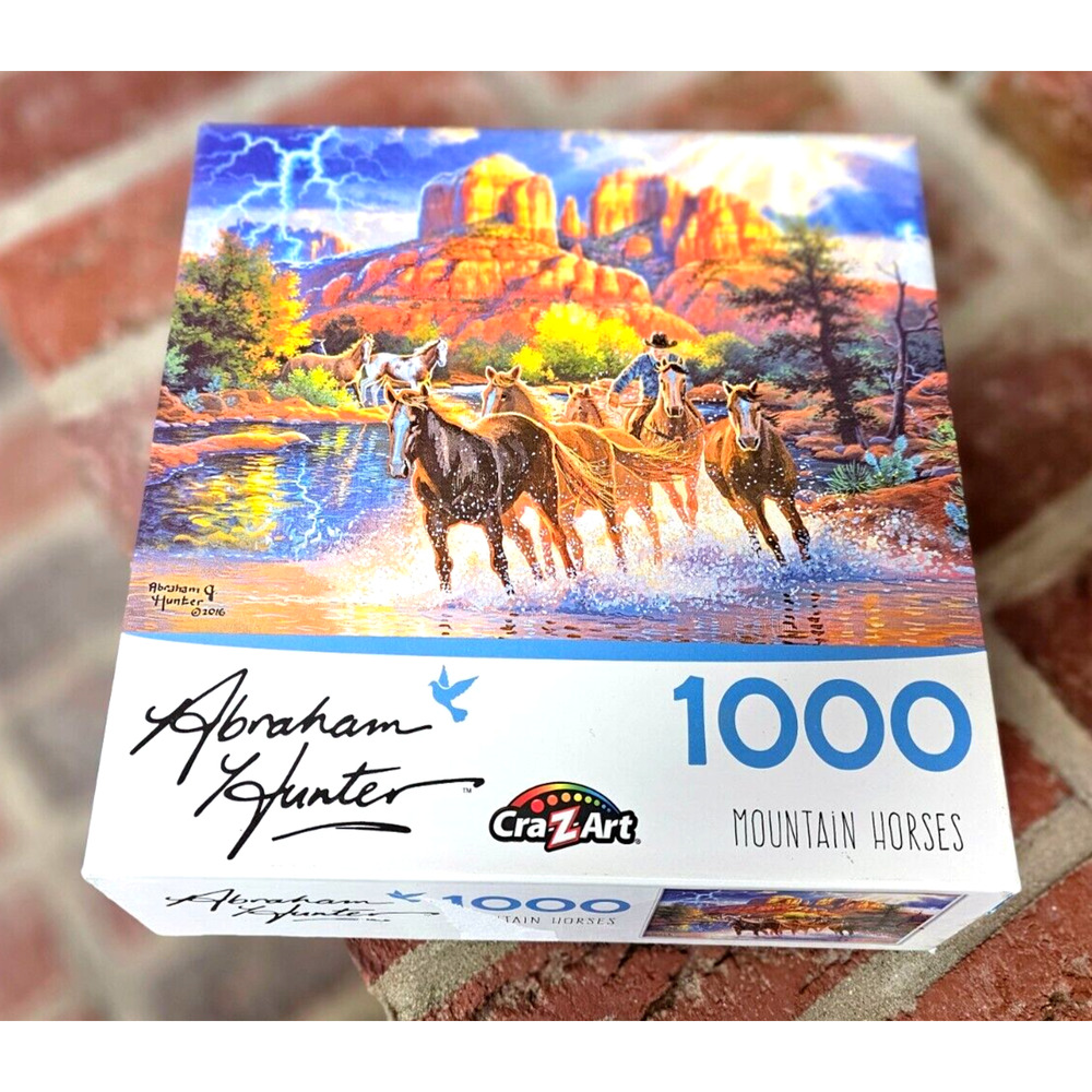 CraZArt 1000 Piece Puzzle Mountain Horses Abraham Hunter COMPLETE